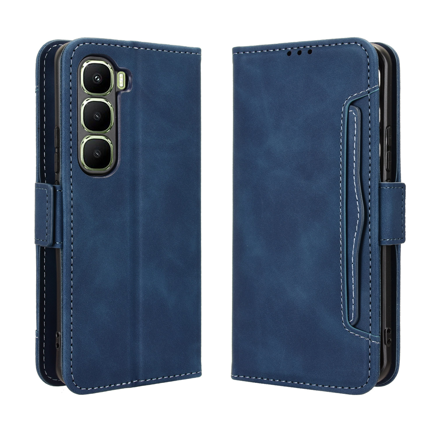 For Infinix Hot 60 Pro+ 4G Leather Case Phone Wallet Cover with Multiple Card Slots - Blue