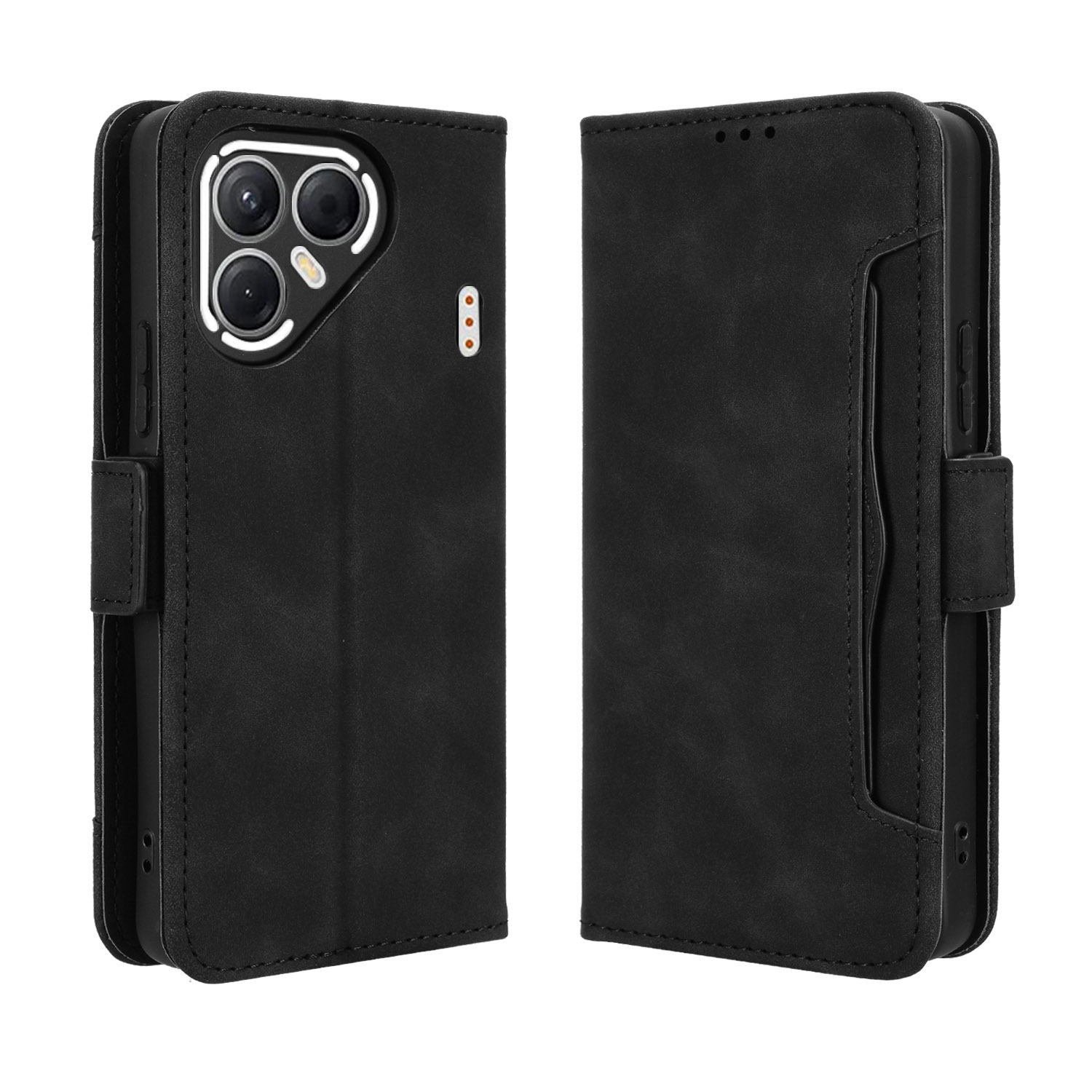 For TECNO Pova 7 5G Leather Case Phone Wallet Cover with Multiple Card Slots - Black