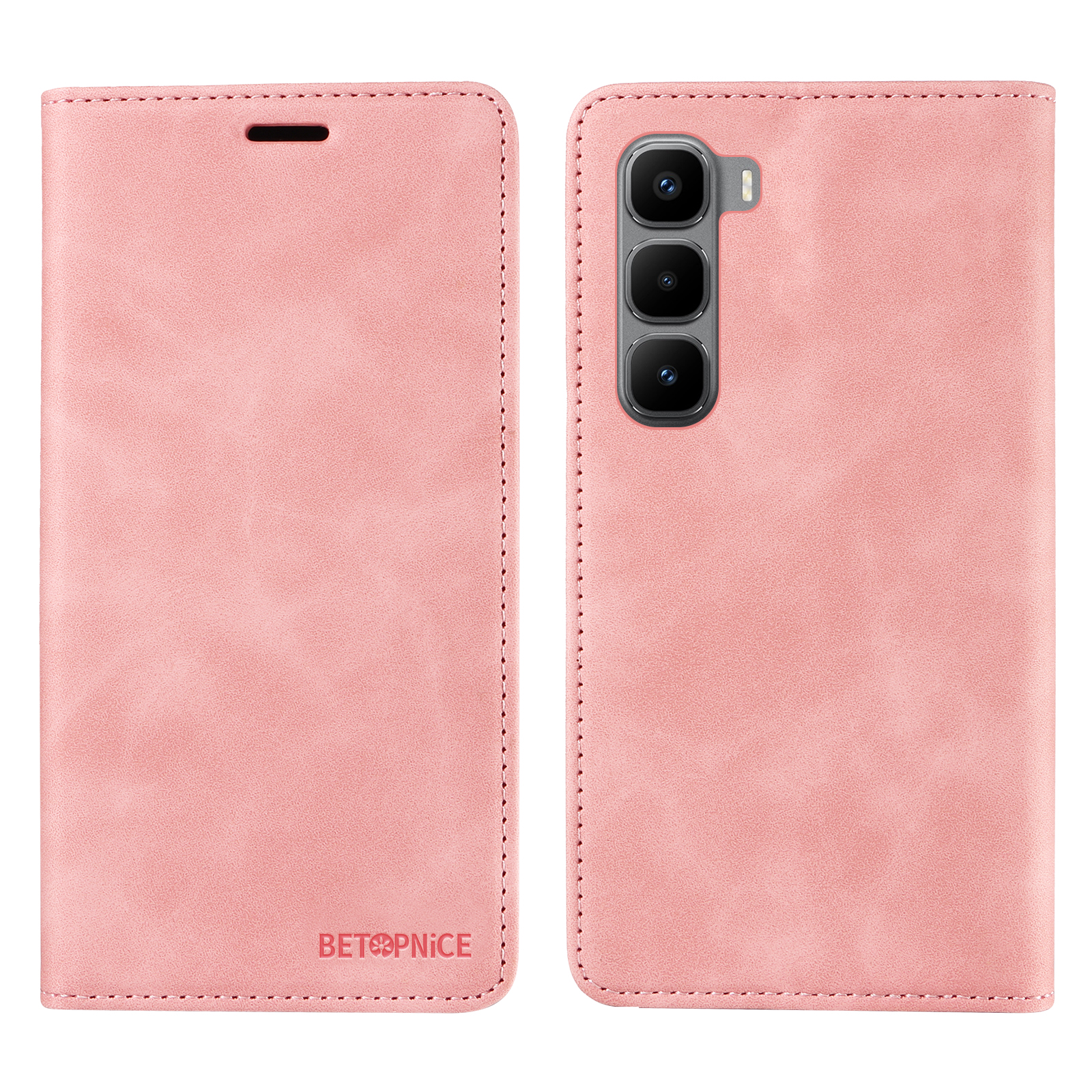 BETOPNICE For Infinix Hot 60 Pro+ 4G Case  Magnetic Closure RFID Blocking Wallet Stand Leather Phone Cover - Pink