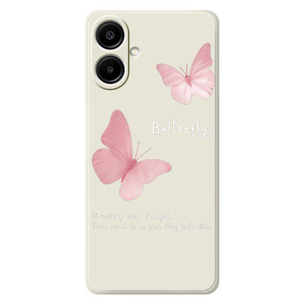 For Samsung Galaxy A07 5G / A07 4G Case Butterfly Pattern Printing Straight Edge TPU Phone Back Cover - Beige