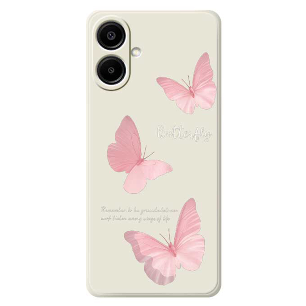 For Samsung Galaxy A07 5G / A07 4G Case Butterfly Pattern Printing Straight Edge TPU Phone Back Cover - Beige