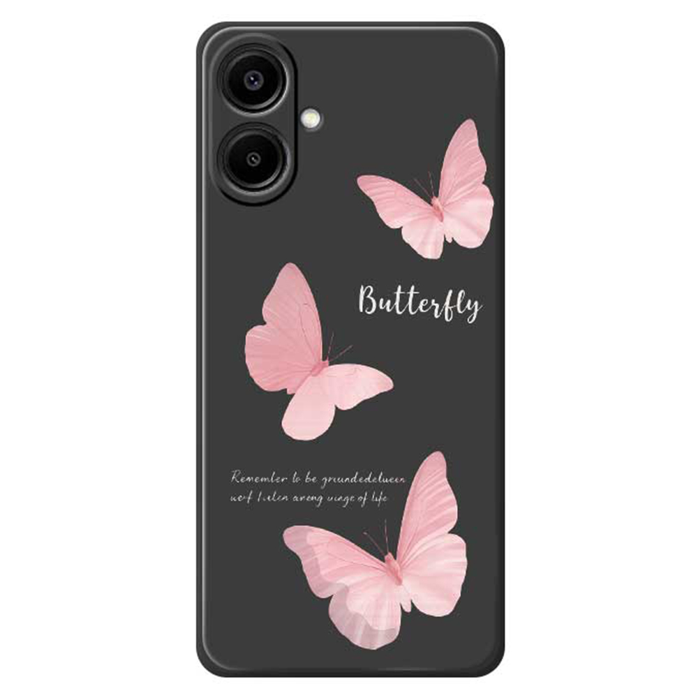 For Samsung Galaxy A07 5G / A07 4G Case Butterfly Pattern Printing Straight Edge TPU Phone Back Cover - Black