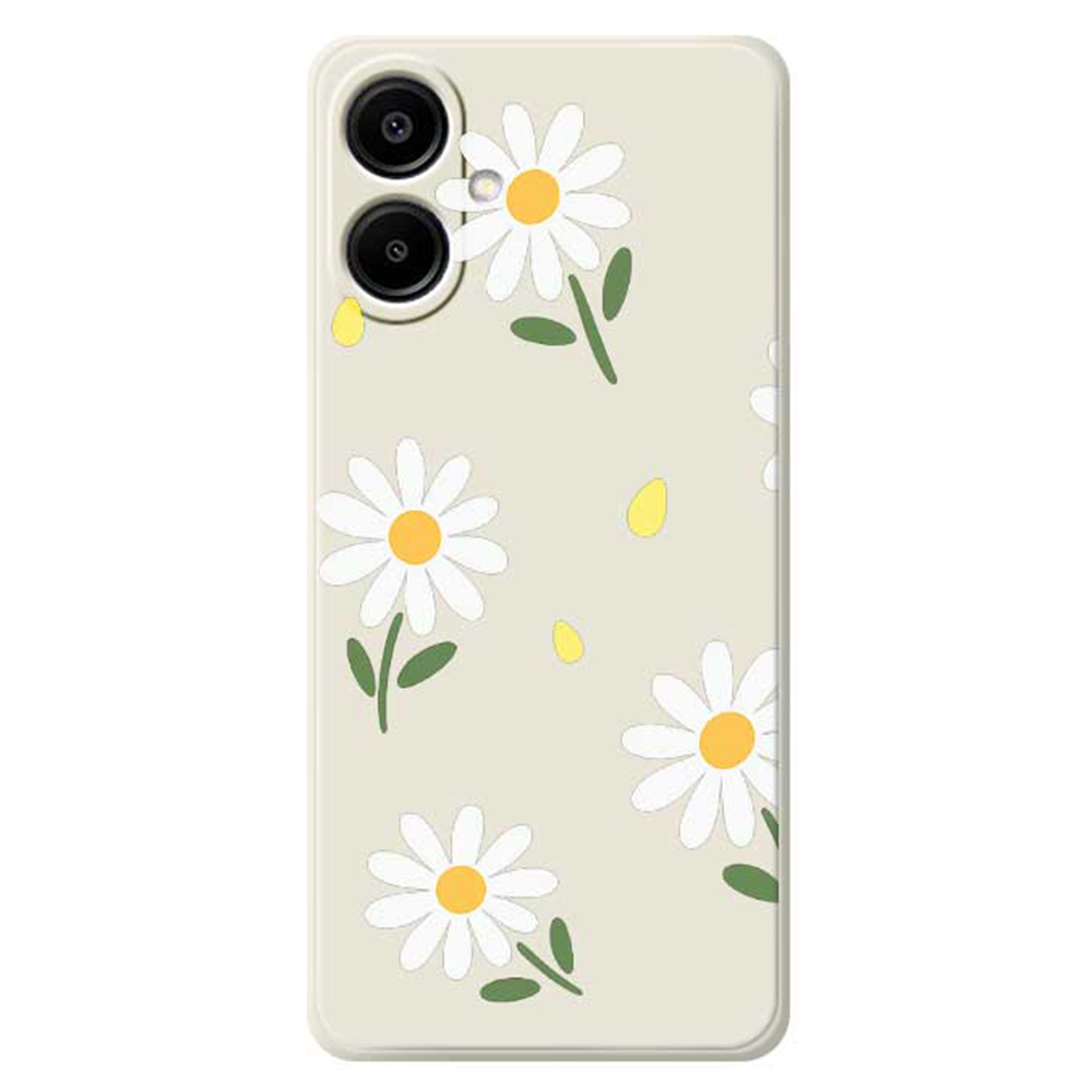 For Samsung Galaxy A07 5G / A07 4G Case Daisy Pattern Printing Straight Edge TPU Phone Back Cover - Beige