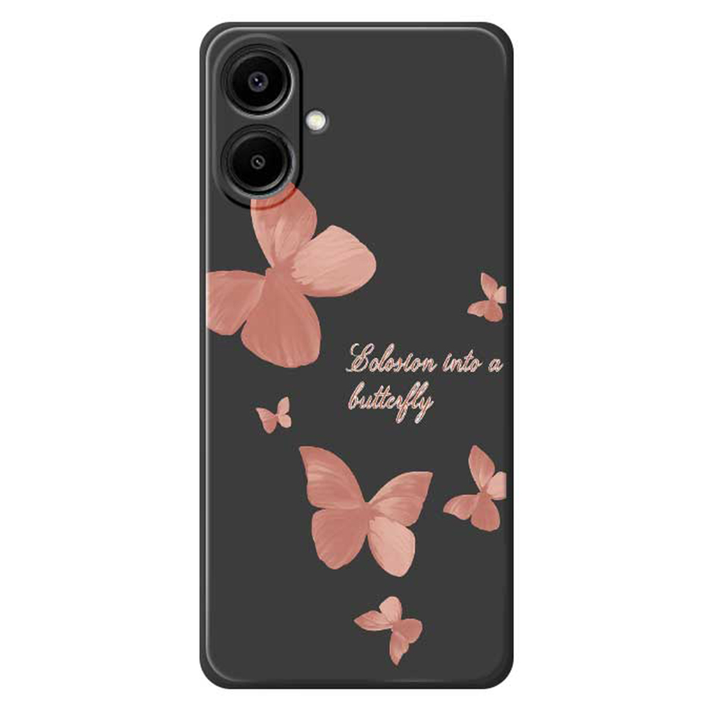 For Samsung Galaxy A07 5G / A07 4G Case Many Butterflies Pattern Printing Straight Edge TPU Phone Back Cover - Black