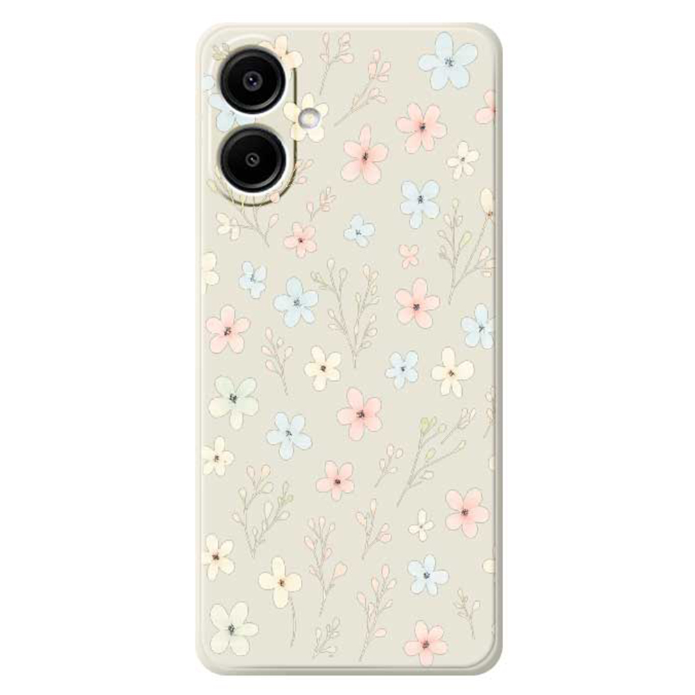 For Samsung Galaxy A07 5G / A07 4G Case Small Flower Branches Pattern Printing Straight Edge TPU Phone Back Cover - Beige