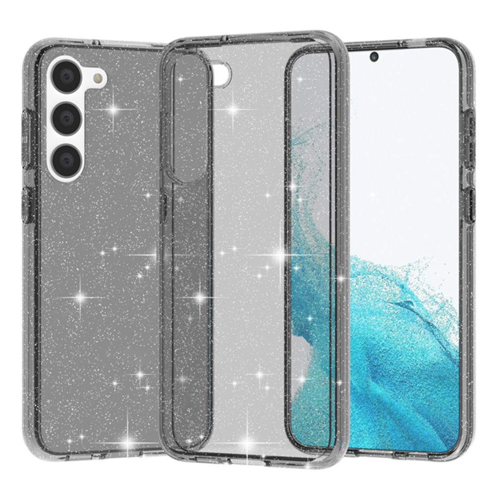 AMORUS For Samsung Galaxy S23+ Case Soft TPU Hard PC Back Shockproof Phone Cover - Glitter Black