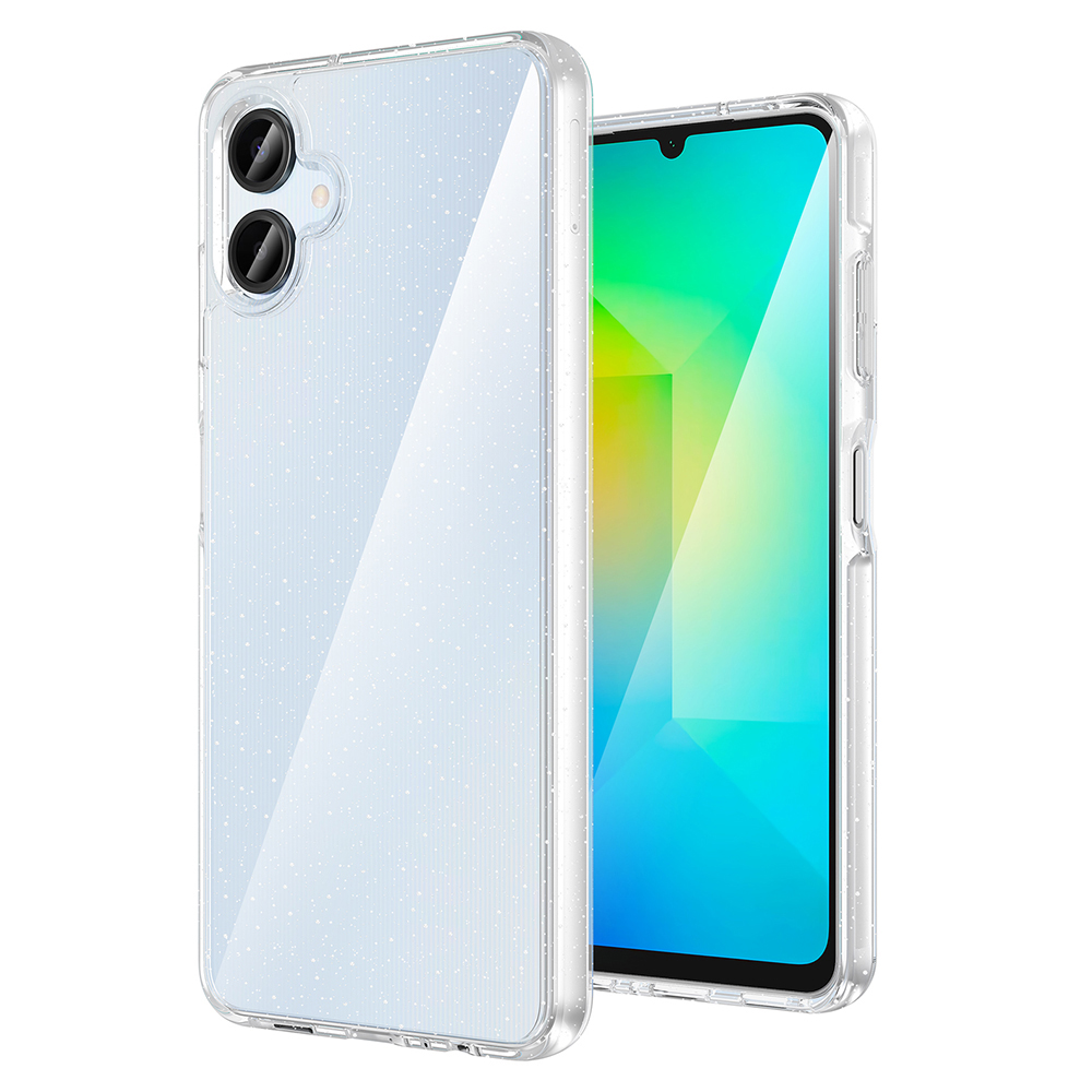 AMORUS For Samsung Galaxy A06 4G Case Soft TPU Hard PC Back Shockproof Phone Cover - Glitter White