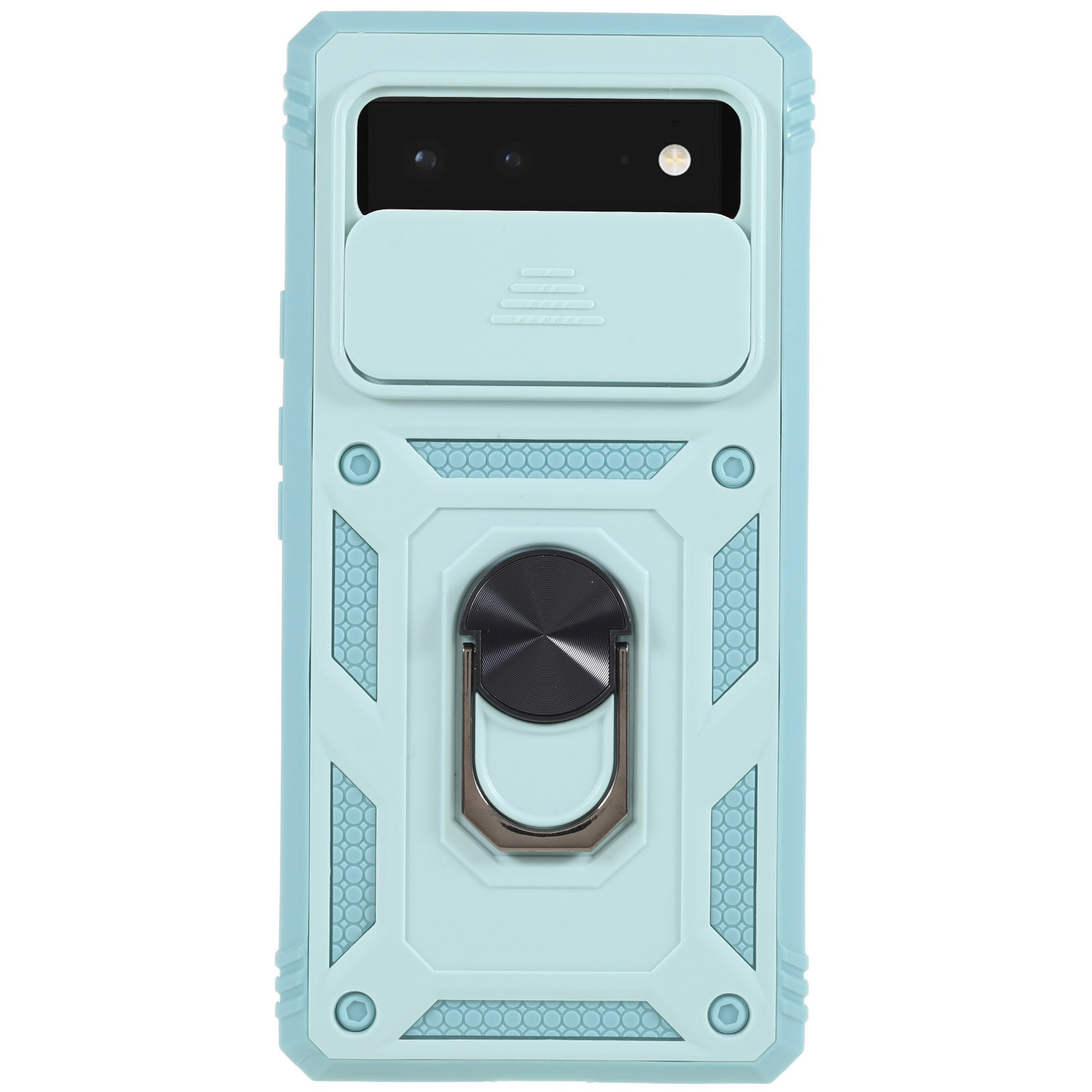 

Für Google Pixel 6 PC+TPU Kickstand Anti-drop-rückdeckabdeckung Schieberie-objektiv-protektor-telefonhülle Mit Innerer Kartenhalterfunktion - Grün, Google Pixel 6