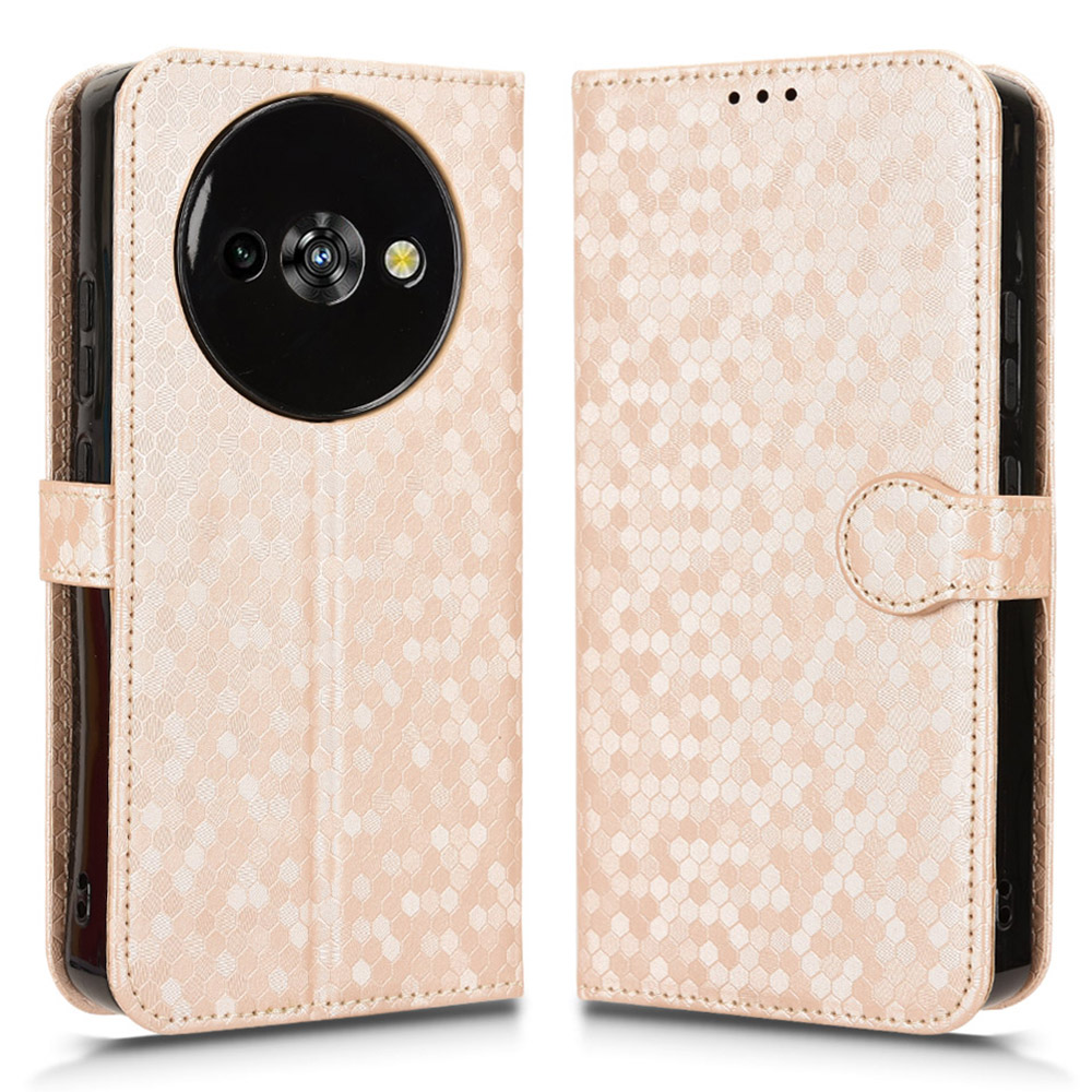 For Oukitel C59 Pro  /  C59 Wallet Case Dot Pattern Imprint PU Leather Phone Cover with Wrist Strap - Rose Gold