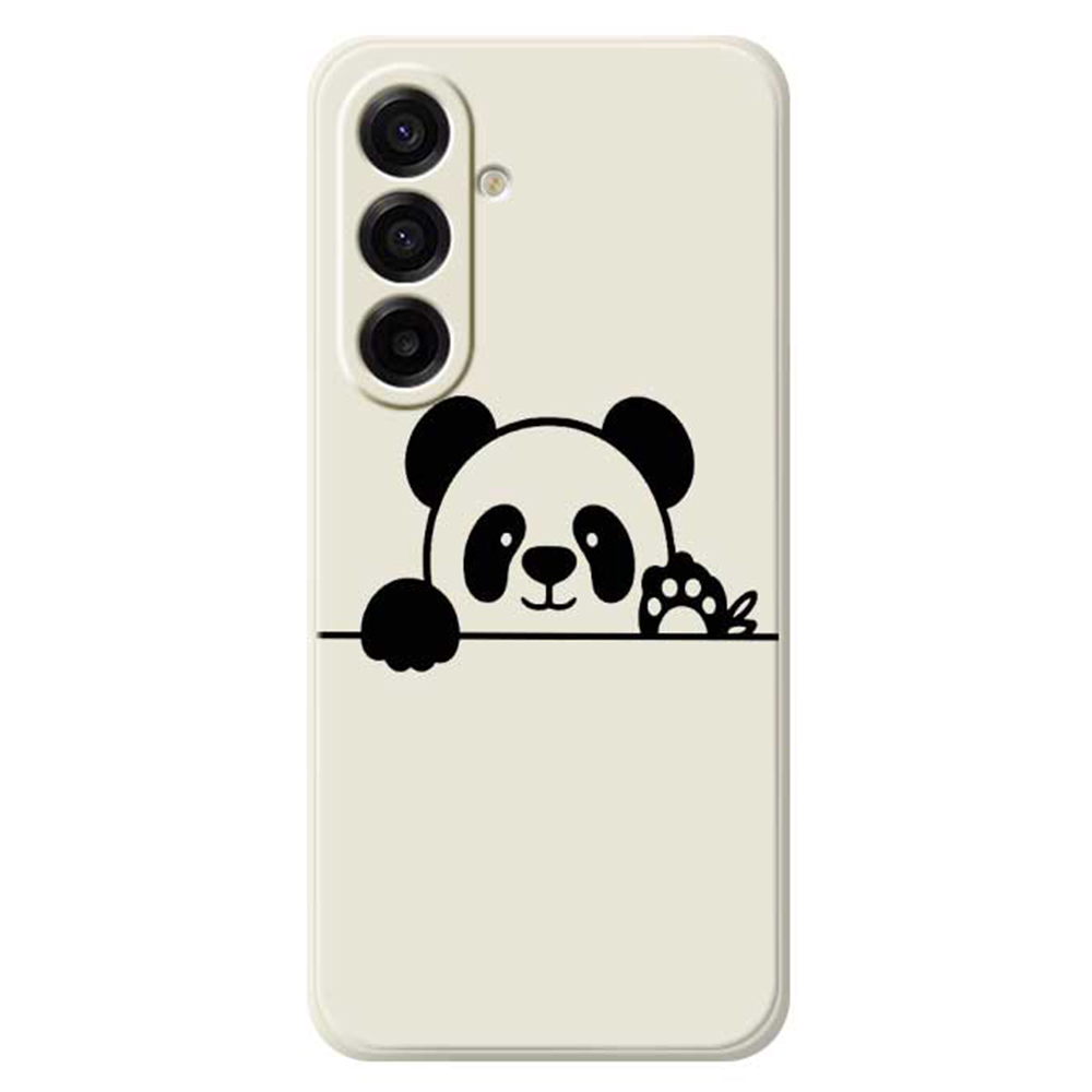 For Samsung Galaxy A17 5G / A17 4G Case Panda Head Pattern Printing Straight Edge TPU Phone Back Cover - Beige