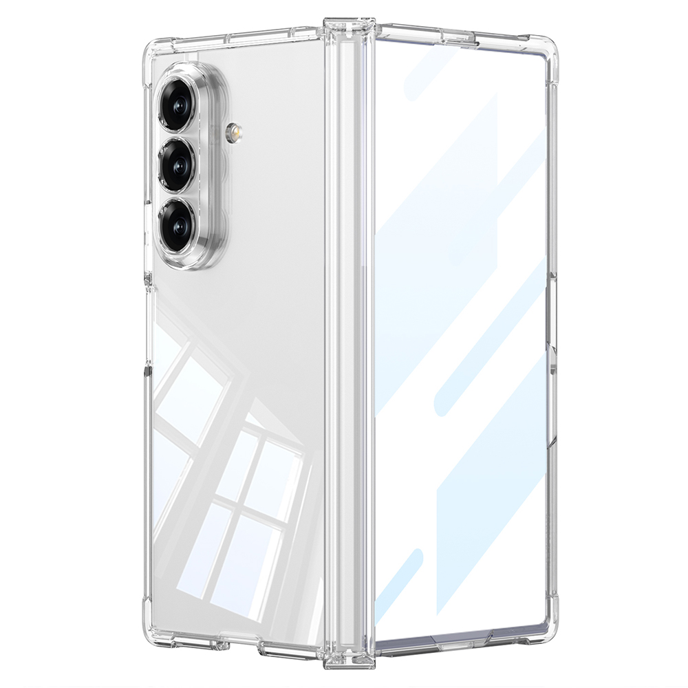 GKK For Samsung Galaxy Z Fold7 5G Case Airbag Hinge Protection PC Phone Cover with Tempered Glass Film - Transparent