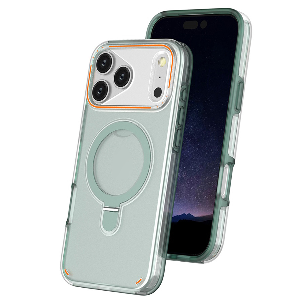 For iPhone 17 Pro Magnetic Case with Kickstand TPU + PC Shockproof Phone Cover - Mint Green