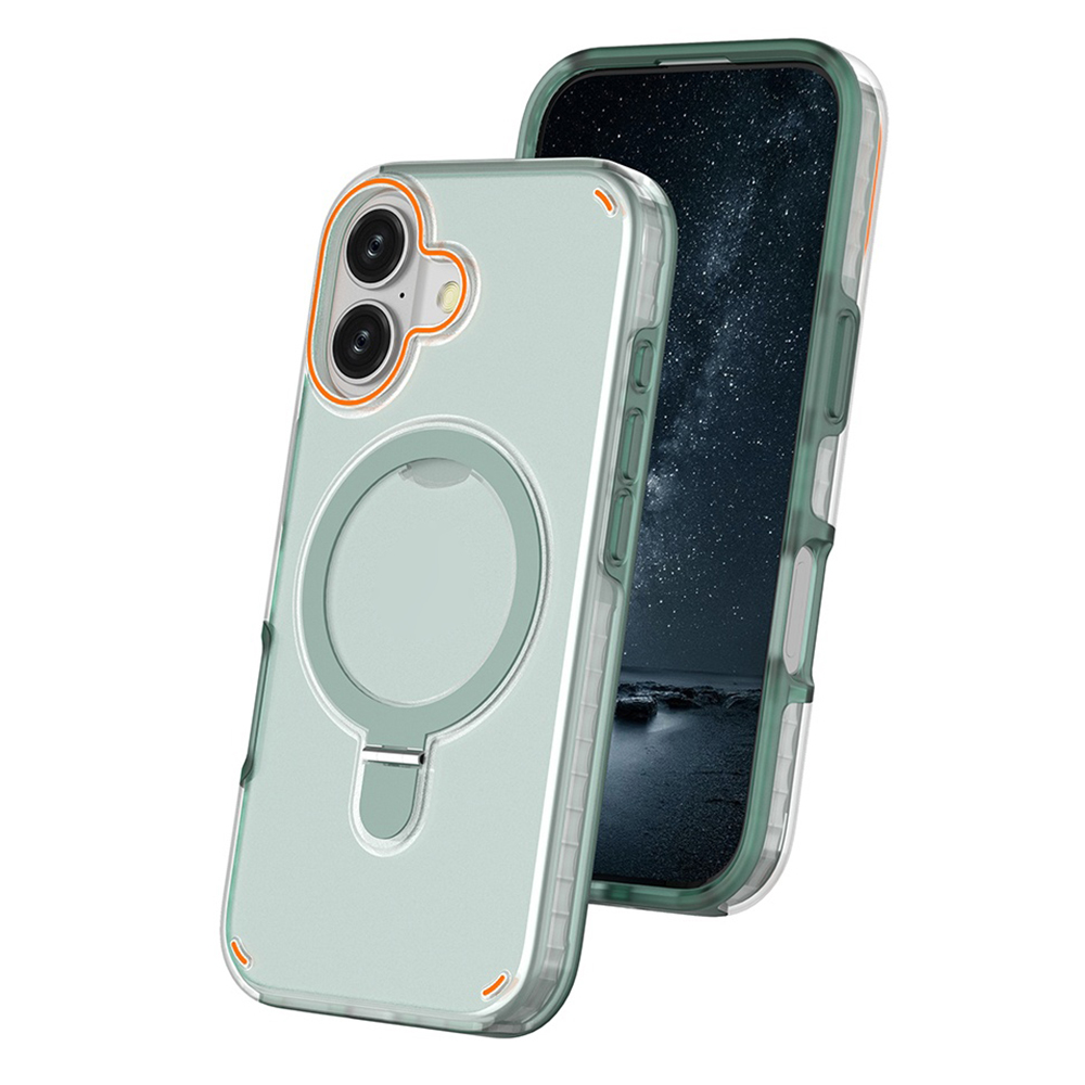 For iPhone 17 Magnetic Case with Kickstand TPU + PC Shockproof Phone Cover - Mint Green