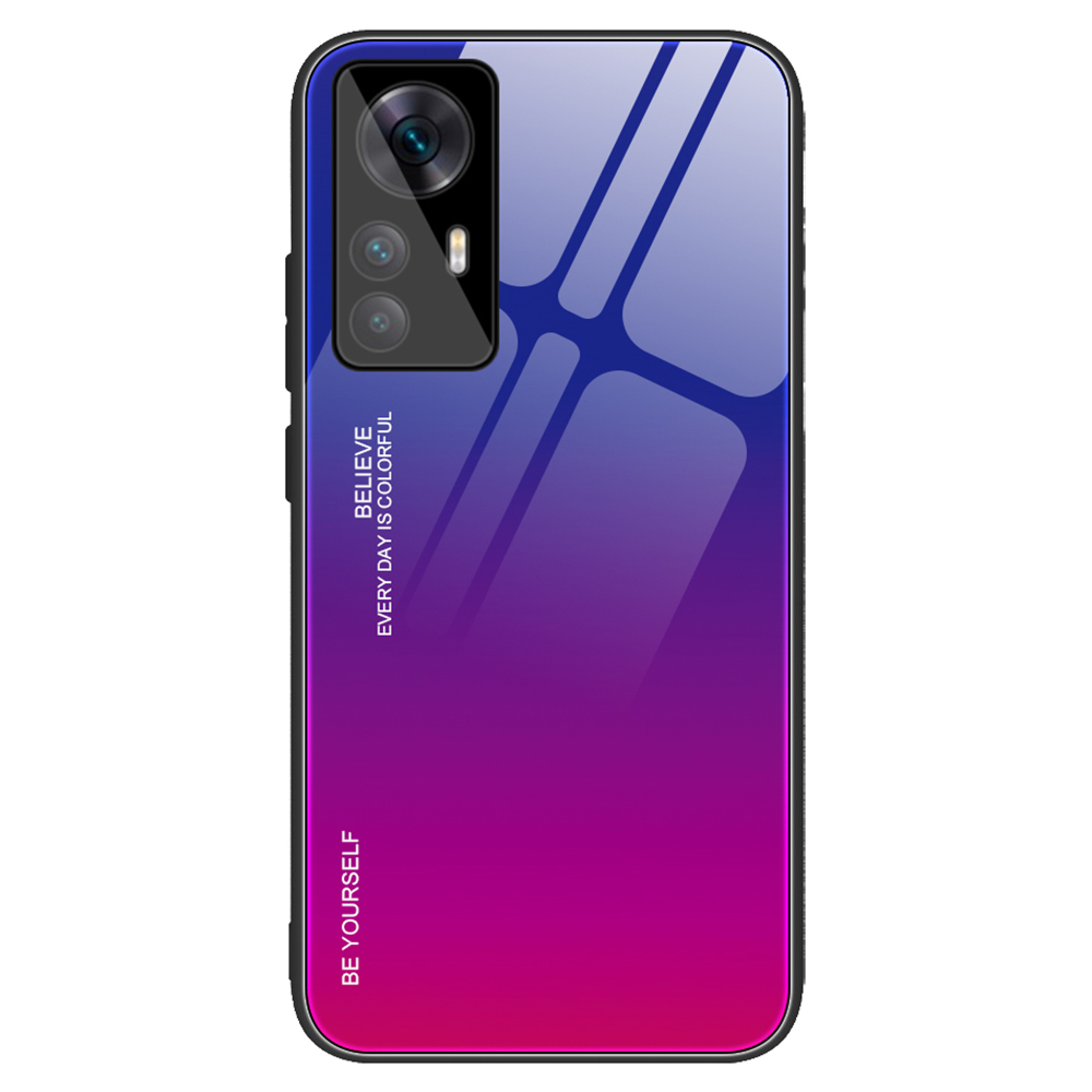 

Für Xiaomi 12T 5G / Redmi K50 Ultra 5G Tempered Glas Phone Case Gradient Farbdesign Hartes PC Soft TPU Ruhmes Anti-drop-abdeckung - Blau / Rose, Xiaomi 12T 5G
