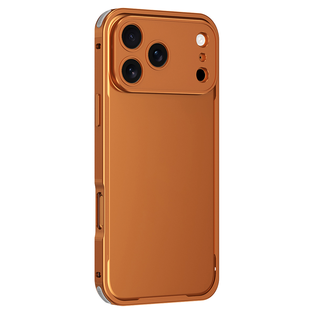 For iPhone 17 Pro Bumper Case Heat Dissipation Aluminium Alloy Phone Shell with Buckle / Camera Lid - Orange