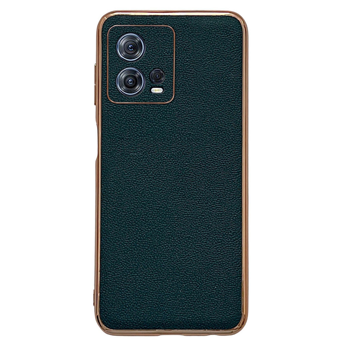 

Luolai -serie Für Motorola Moto S30 Pro 5G Echtes Leder -elektroplieren Zurück. - Mitternacht Grün, Motorola Moto S30 Pro 5G