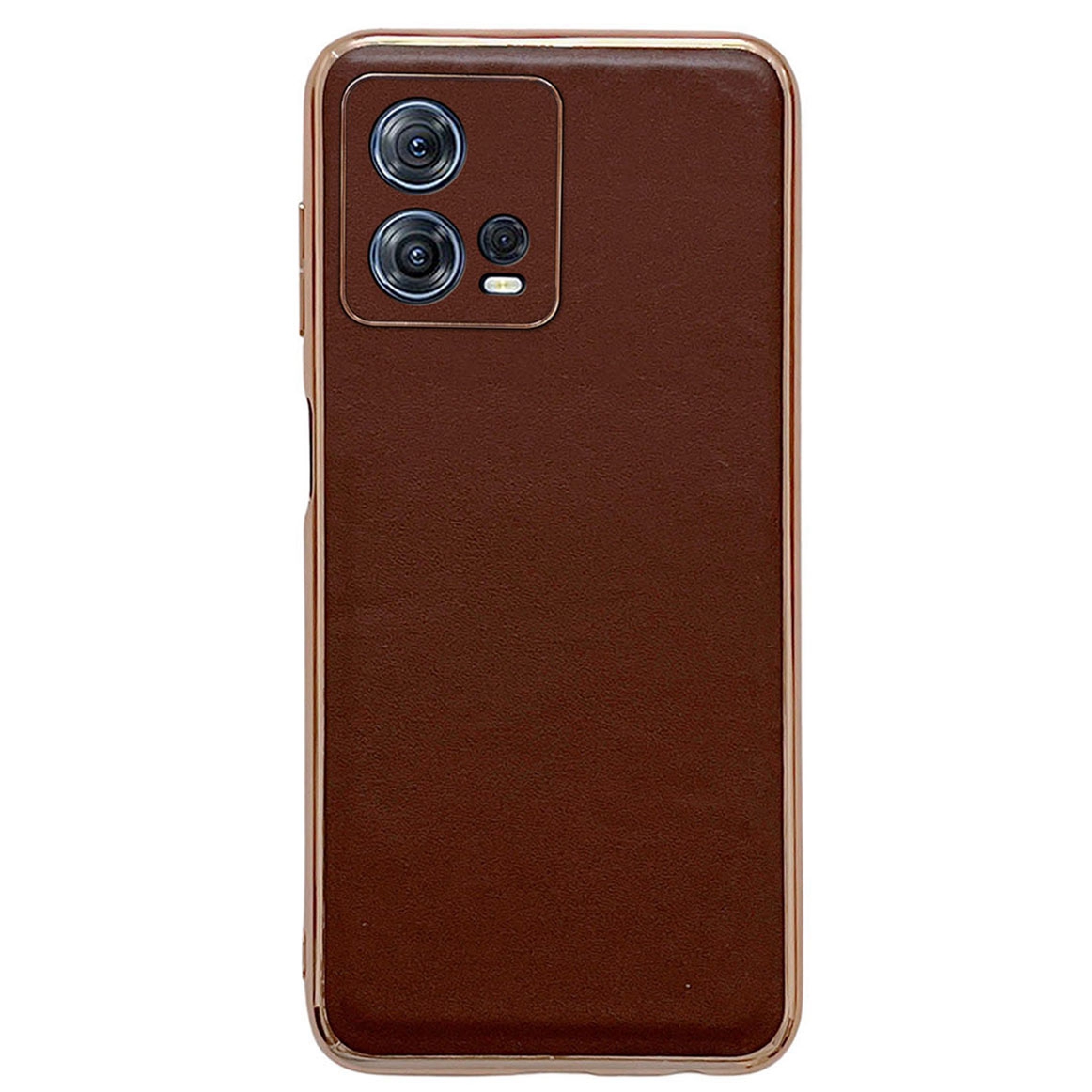 

Für Motorola Moto S30 Pro 5G Echtes Leder Mit TPU+PC Phone Hülle Elektroplieren Anti-schlupf-schutzhülle - Kaffee, Motorola Moto S30 Pro 5G