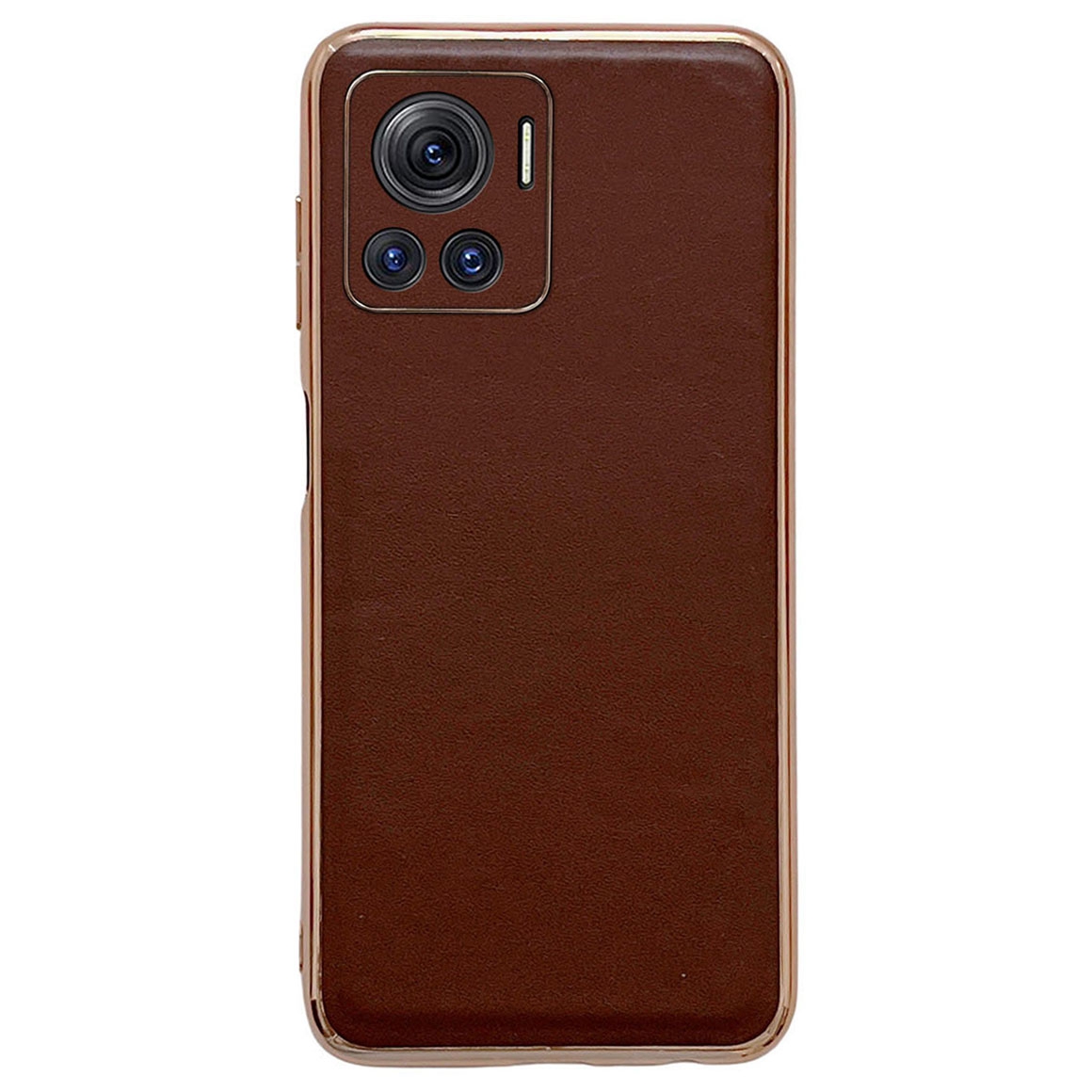 

Für Motorola Moto X30 Pro 5G / Edge 30 Ultra 5G Echtes Lederschockdeliedelie -hülle Elektroplattenrahmen TPU+PC Hybrid Schutzabdeckung - Kaffee, Motorola Moto X30 Pro 5G