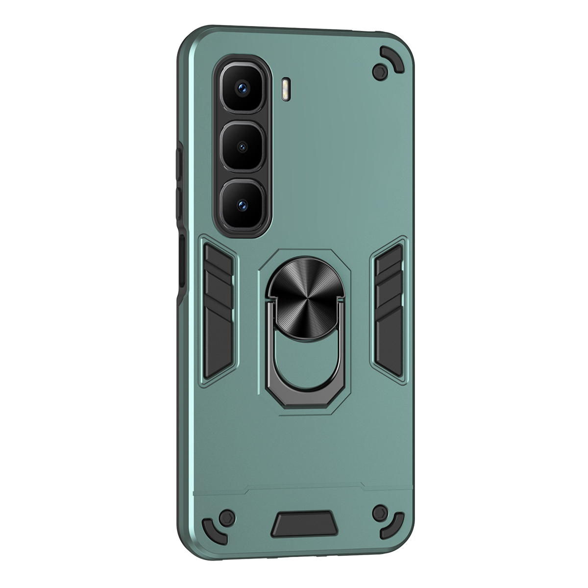 For Infinix Hot 60 Pro+ 4G Case PC + TPU Drop Defend Phone Cover with Ring Kickstand - Green