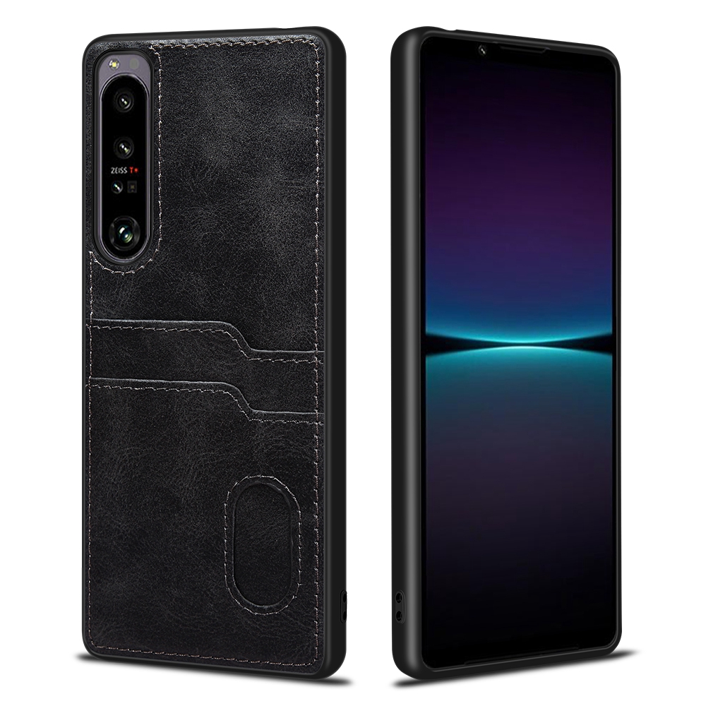 

Style-A Für Sony Xperia 1 IV 5G Kartenhalter Design Telefon Anti-kratzer-hülle PU Leder Beschichtetes TPU Drop-sof-rückzugabdeckung - Schwarz, Sony Xperia 1 IV 5G
