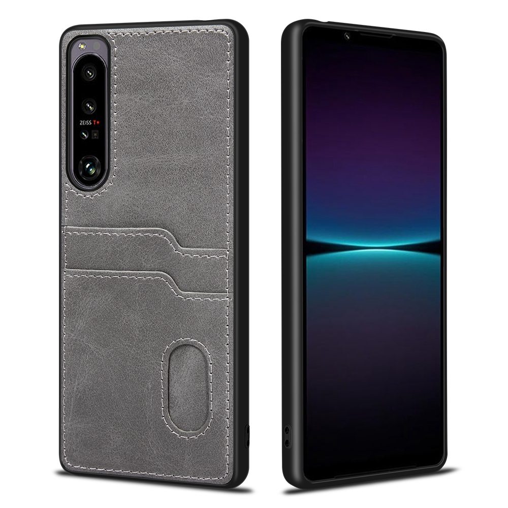 

Style-A Für Sony Xperia 1 IV 5G Kartenhalter Design Telefon Anti-kratzer-hülle PU Leder Beschichtetes TPU Drop-sof-rückzugabdeckung - Grau, Sony Xperia 1 IV 5G