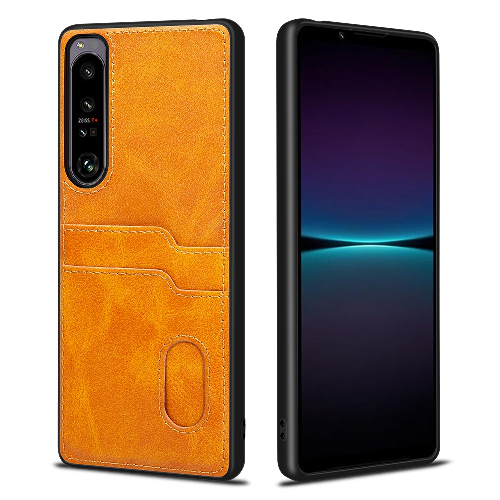 

Style-A Für Sony Xperia 1 IV 5G Kartenhalter Design Telefon Anti-kratzer-hülle PU Leder Beschichtetes TPU Drop-sof-rückzugabdeckung - Orange, Sony Xperia 1 IV 5G