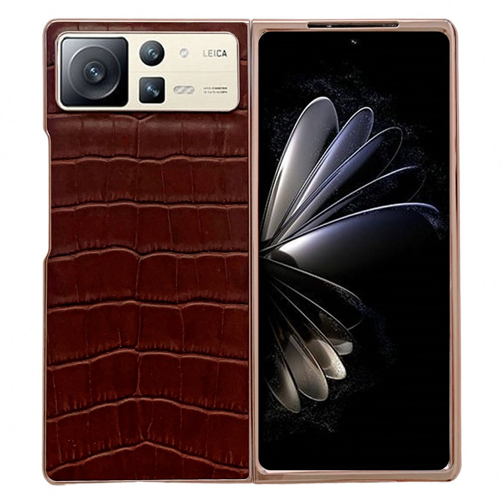 

Für Xiaomi Mix Fold 2 5g Klapppheld Telefon Krokodiltextur Kratzfestes Echtes Lederbeschichteter PC -hülle Nano -elektroplierabdeckung - Braun, Xiaomi Mix Fold 2 5G