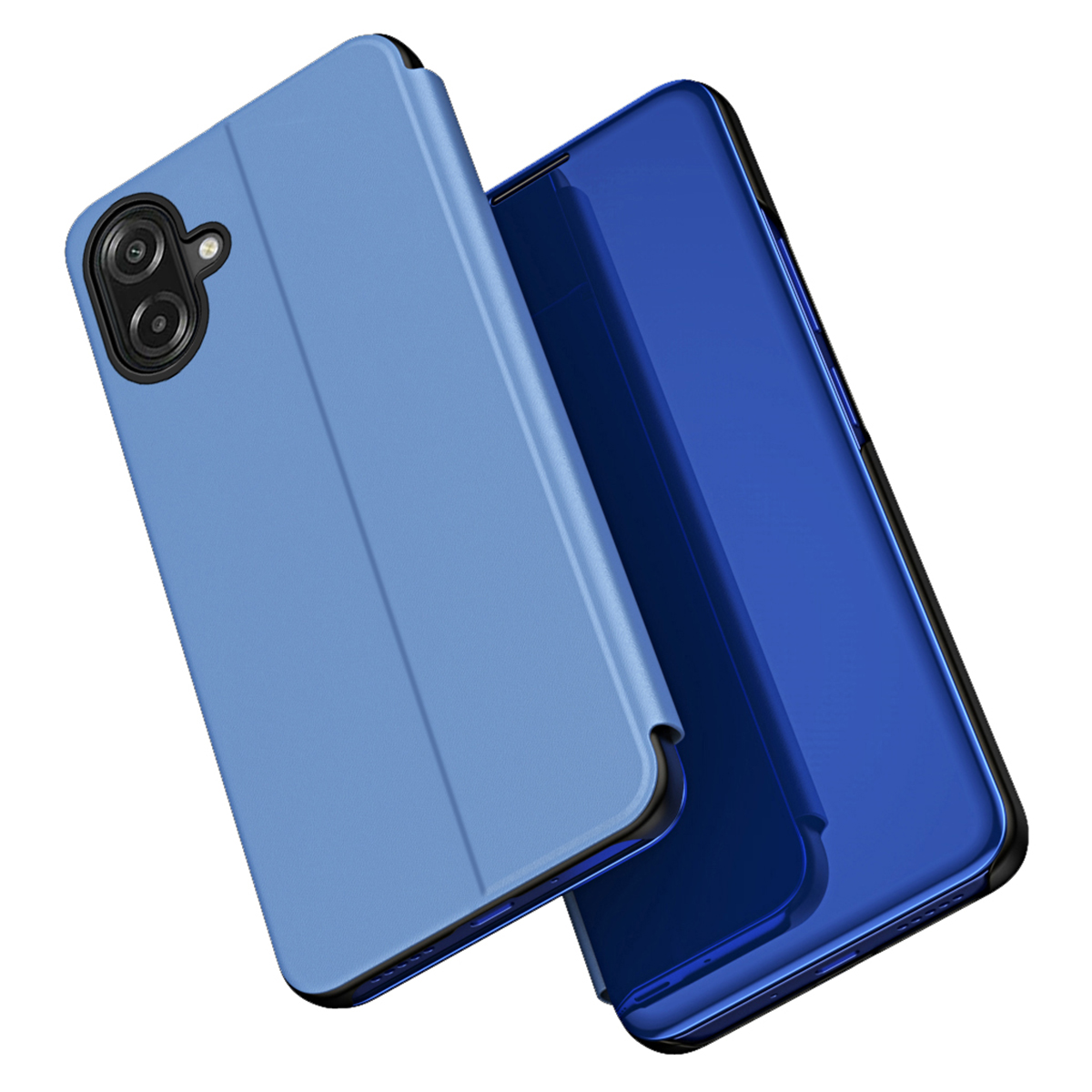 For Samsung Galaxy A07 4G Case View Window Stand Leather Flip Phone Cover - Blue