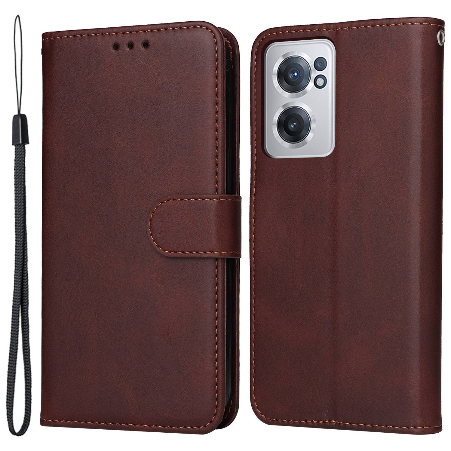 

Für OnePlus Nord CE 2 5G PU Leder Flip Folio Hülle Ständer Verfügen - Braun, OnePlus Nord CE 2 5G