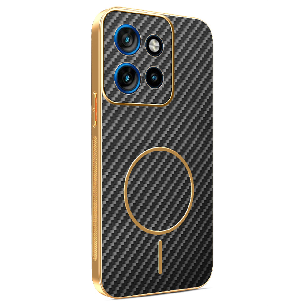 For Motorola Edge 60 Neo 5G / Edge 50 Neo 5G / Moto S50 5G / ThinkPhone 25 5G Phone Case Carbon Fiber Textured Electroplated TPU Back Cover - Black