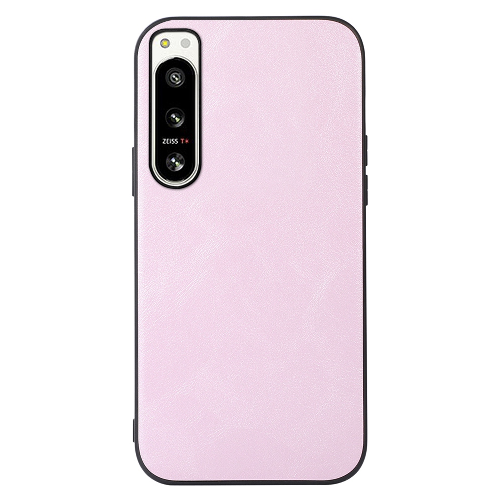 

Für Sony Xperia 5 IV 5G Kuhlattentextur PU Lederbeschichtung Telefonhülle Hartes PC Soft TPU Anti-kratzer-dropschutzabdeckung - Rosa, Xperia 5 IV 5G