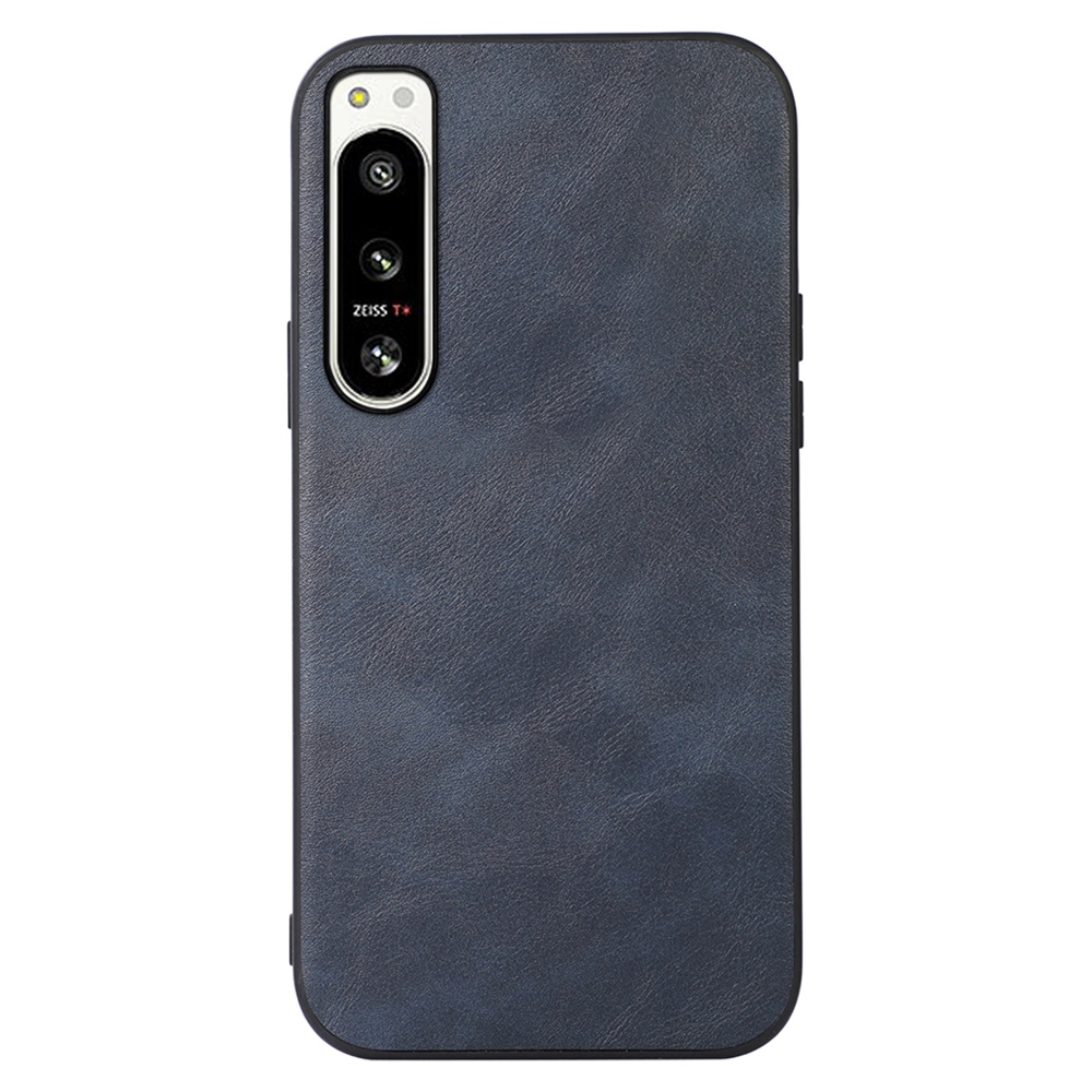 

Für Sony Xperia 5 IV 5G Kuhlattentextur PU Lederbeschichtung Telefonhülle Hartes PC Soft TPU Anti-kratzer-dropschutzabdeckung - Blau, Xperia 5 IV 5G