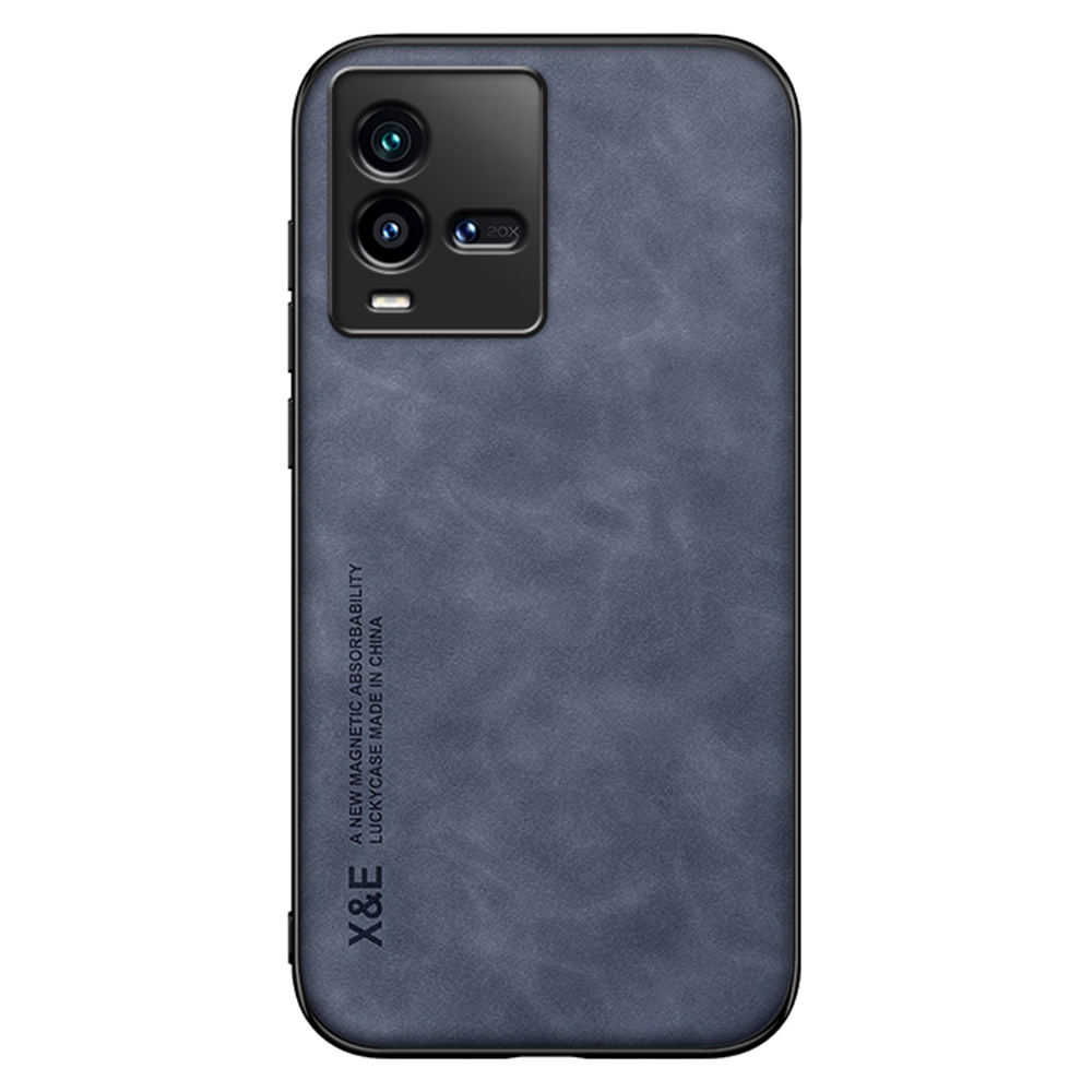 

x & e PU Leder Tpu+pc-telefonhülle Für Vivo Iqoo 10 5G Anti-fall-telefonabdeckung Hauttouch Slim Case Eingebaute Metallbleche - Blau, vivo iQOO 10 5G