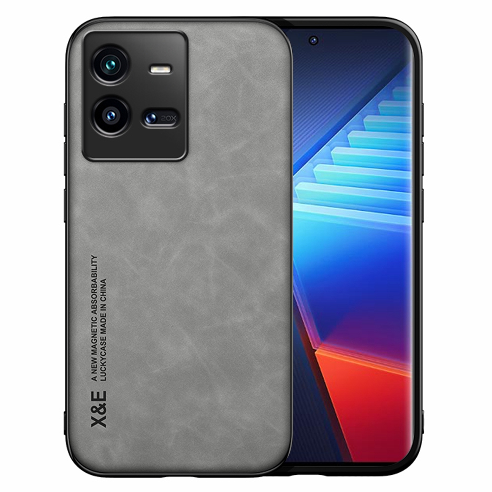 

x & e Telefonhülle Für Vivo Iqoo 10 Pro 5g Anti-Scratch PU Leder TPU+PC Deckelhaut-touch Stoßdämpfer Hülle Eingebautes Metallblatt - Grau, vivo iQOO 10 Pro 5G