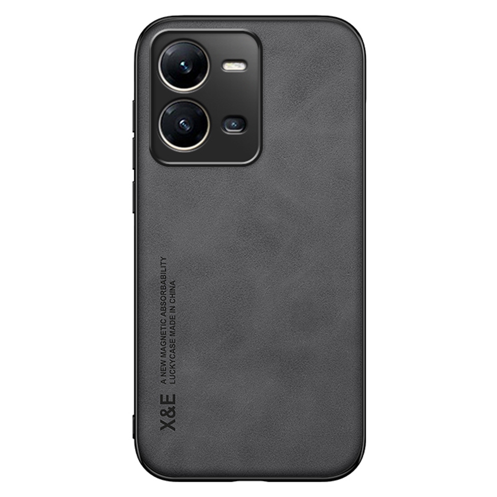 

x & e Skin-touch-telefonhülle Für Vivo V25 5G PU Leder TPU+PC Slim Hülle Anti-drogen-telefonabdeckung Eingebaute Metallblatt - Schwarz, vivo V25 5G