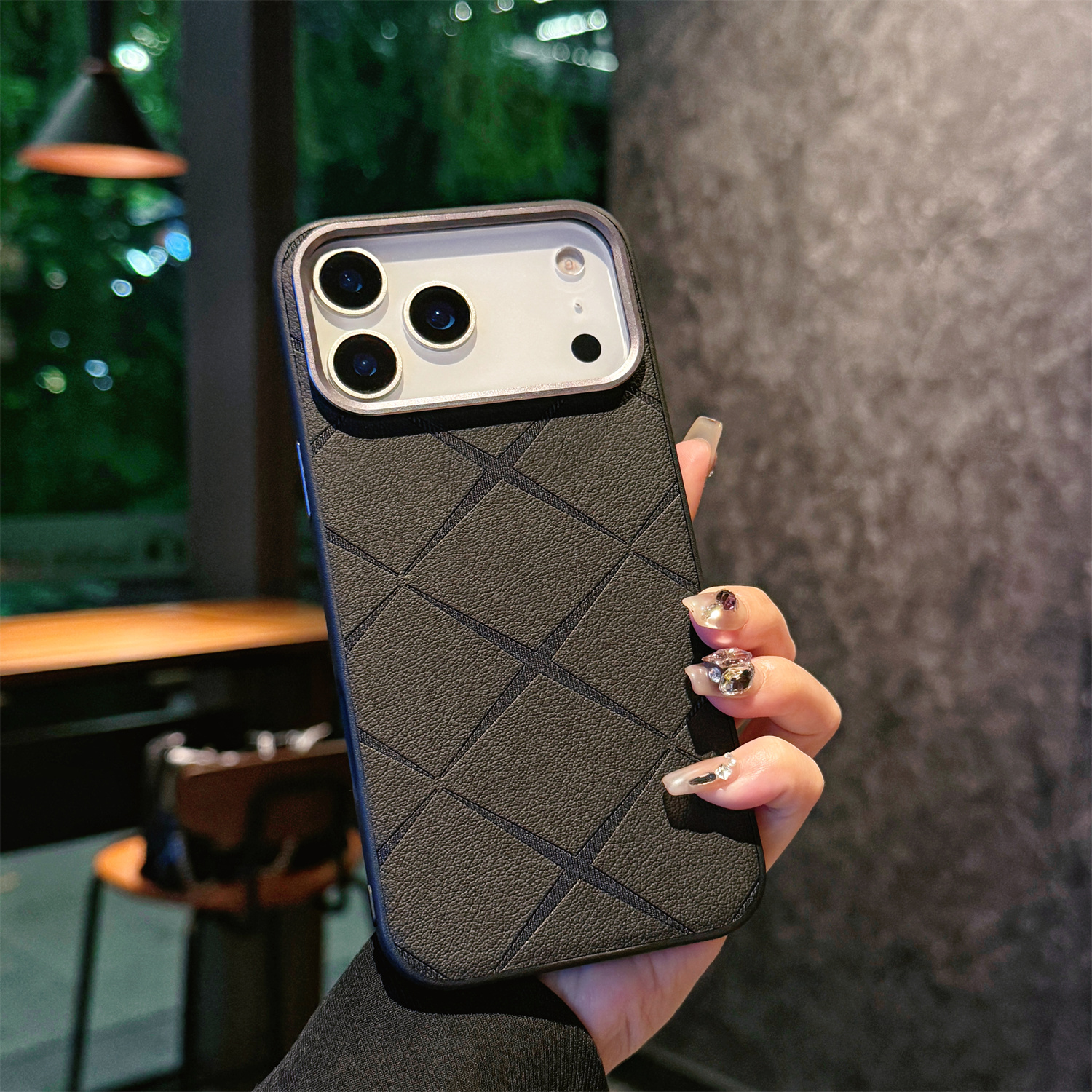 For iPhone 17 Pro Case Star Texture Heat Dissipation Acrylic TPU Phone Back Cover - Black