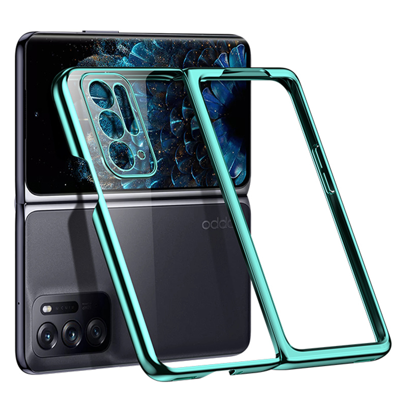 

Crystal Clear Phone Hülle Für Oppo Finden Sie N Schockdopfer Hartpc-hülle Anti-drop-elektroplatten-telefonabdeckung - Grün, Oppo Find N