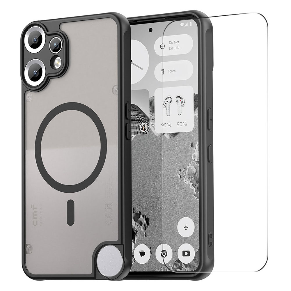 ENKAY HAT PRINCE For Nothing CMF Phone 2 Magnetic Case with 9H Tempered Glass PC TPU Matte Phone Cover - Black