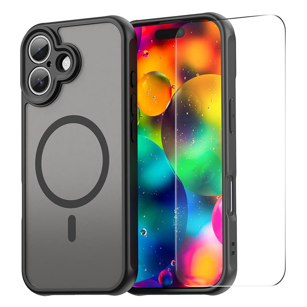 ENKAY HAT PRINCE For iPhone 17 Magnetic Case with Hydrogel Film PC TPU Matte Phone Cover - Black