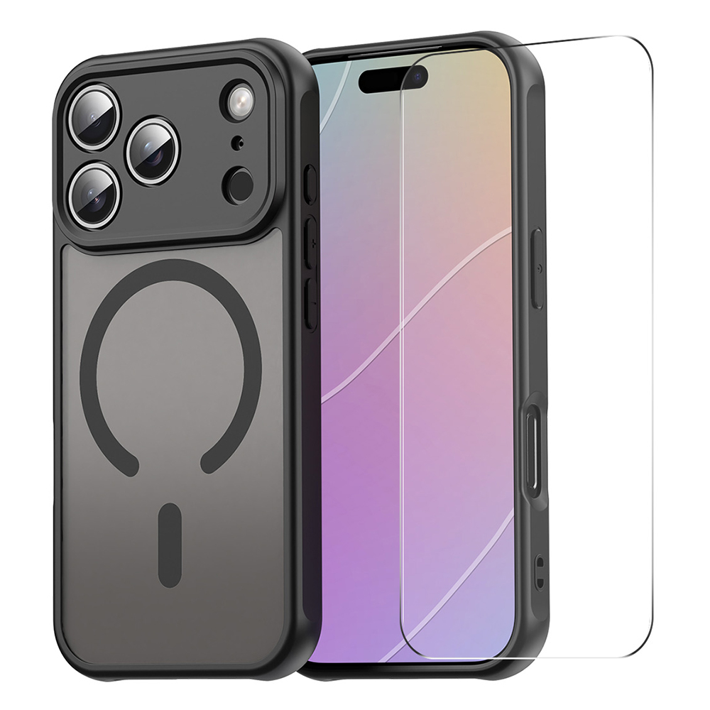 ENKAY HAT PRINCE For iPhone 17 Pro Max Magnetic Case with Hydrogel Film PC TPU Matte Phone Cover - Black