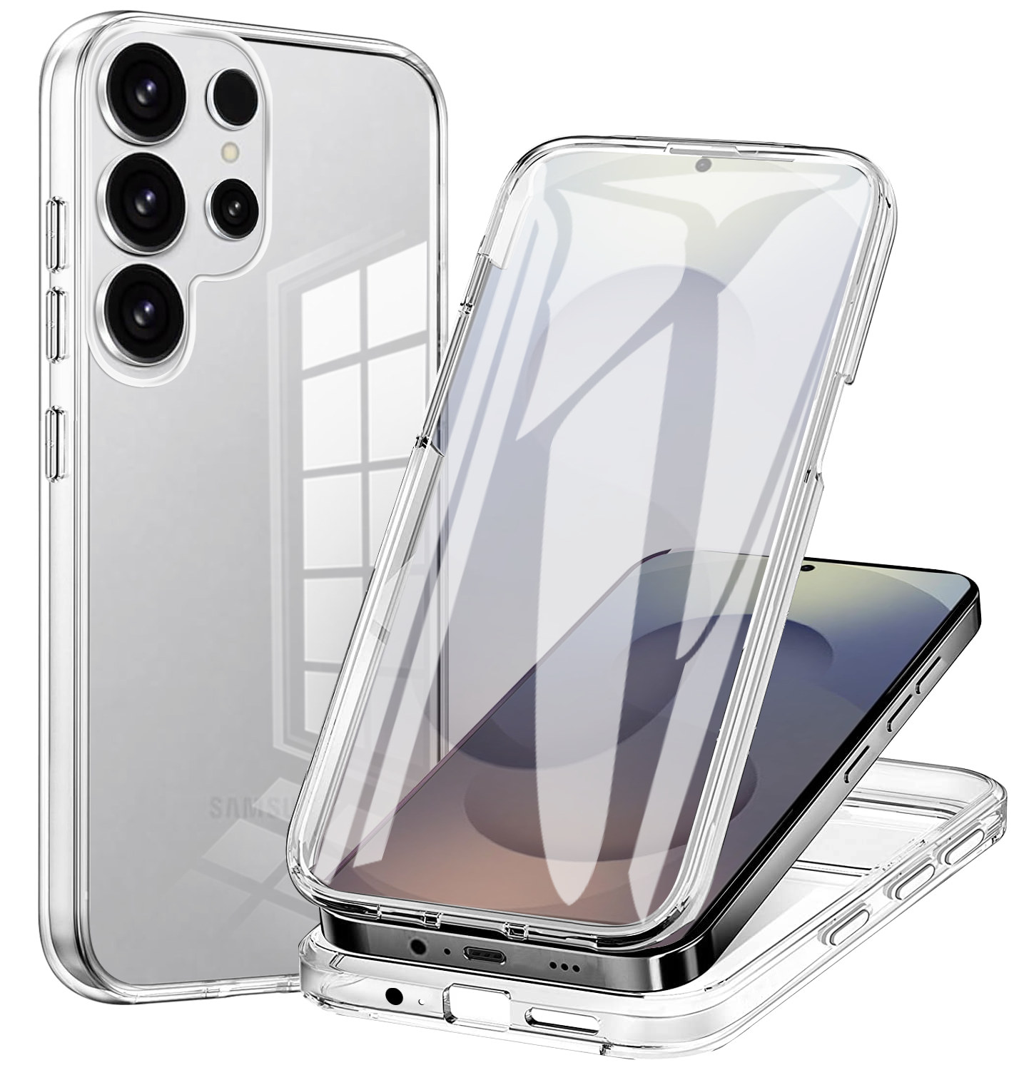 For Samsung Galaxy S25 Ultra Case TPU Frame Clear Acrylic Back Phone Cover with PET Film