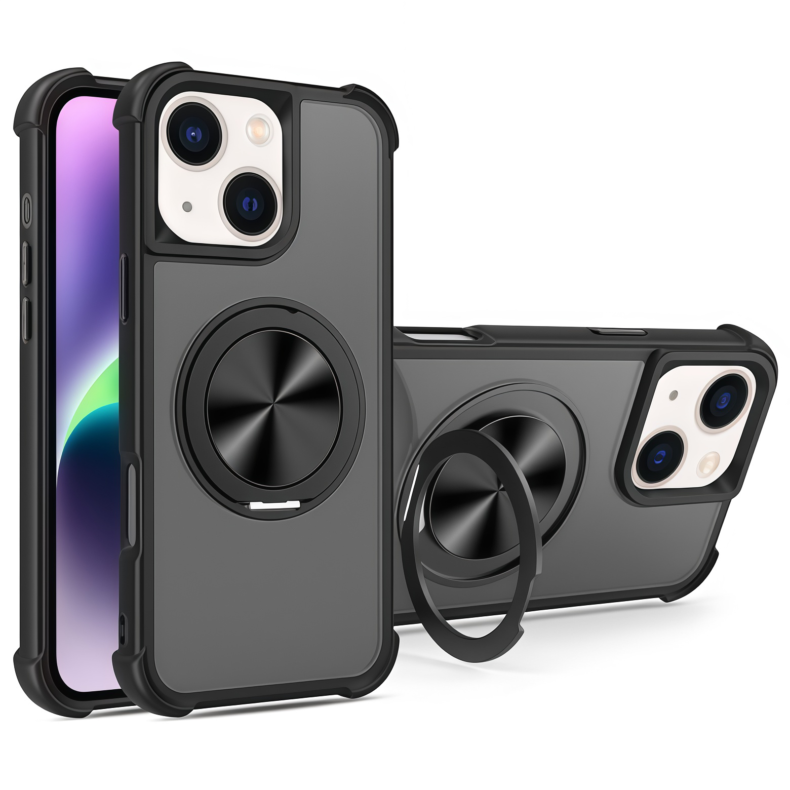 For iPhone 15 Case Compatible with MagSafe CD Vein Kickstand TPU + PC Phone Cover