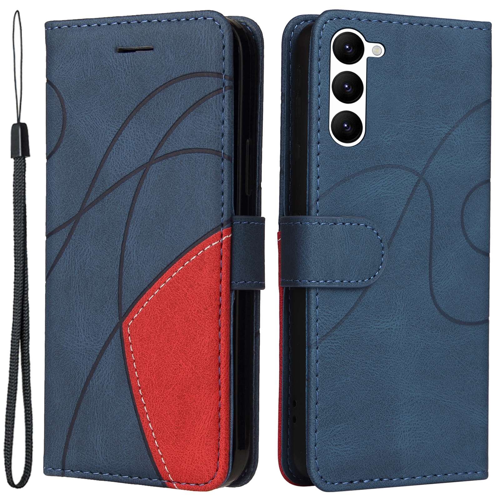 

KT Leather Series-1 Для Samsung Galaxy S23 Plus 5G Двухцветный Сплайсинг - Синий, Galaxy S23+