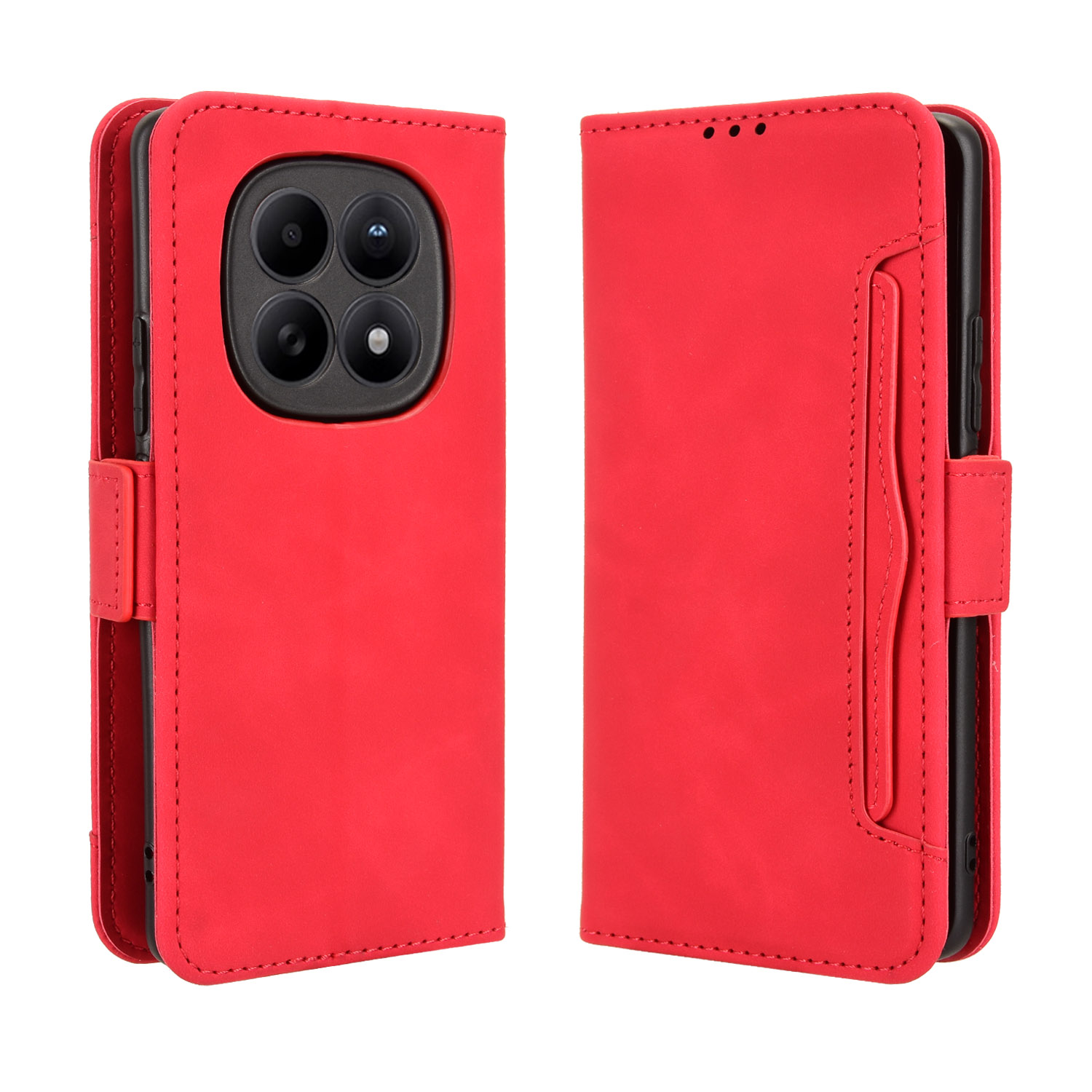 For Xiaomi Poco M8 5G / Redmi Note 15 5G (Global) / Note 15 4G (Global) Leather Case Phone Wallet Cover with Multiple Card Slots - Red