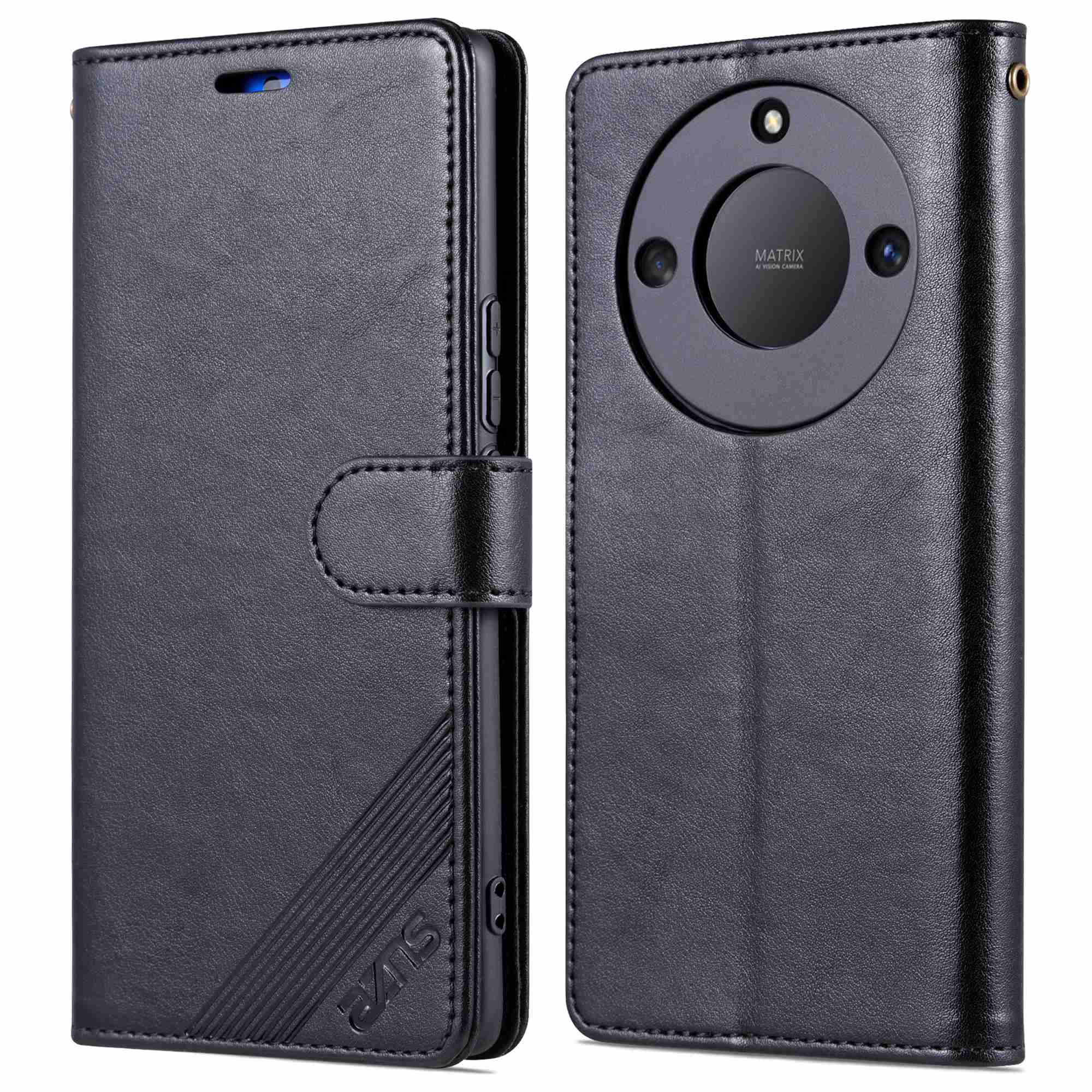 

AZNS Stand Wallet Phone Hülle Für Honor X40 5G, Schockdes Strukturiertes PU Leder Folio Flip Schutzschutz - Schwarz, Honor X40 5G