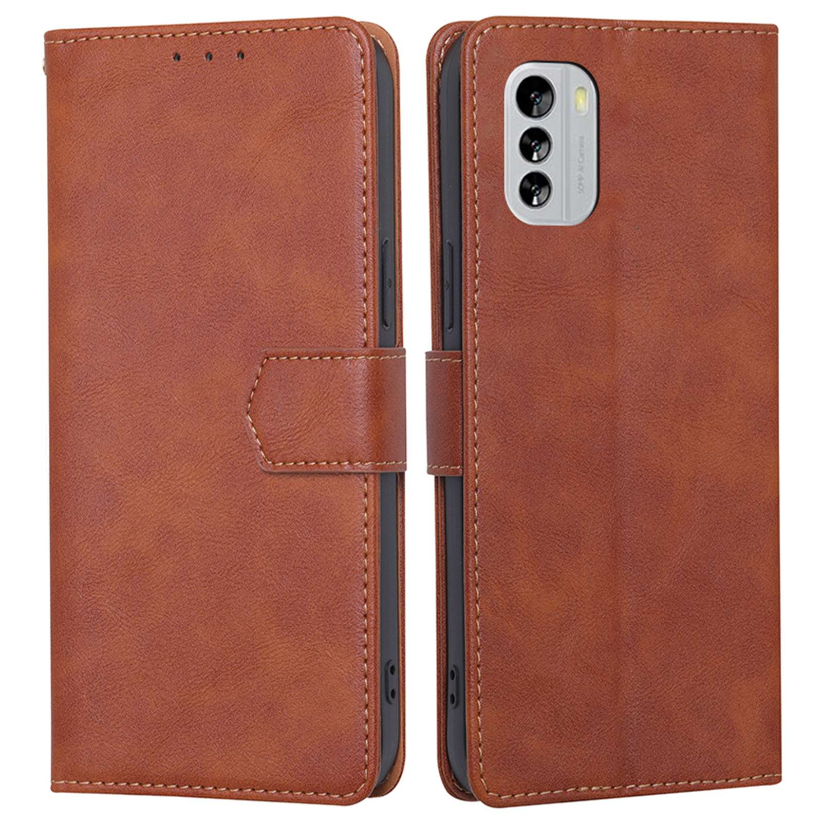 

Für Nokia G60 5G Kuhlattentextur PU Leder Telefon Stand Wallet Hülle RFID Blockierende Magnetverschluss Vollschutz Abdeckung - Braun, Nokia G60 5G