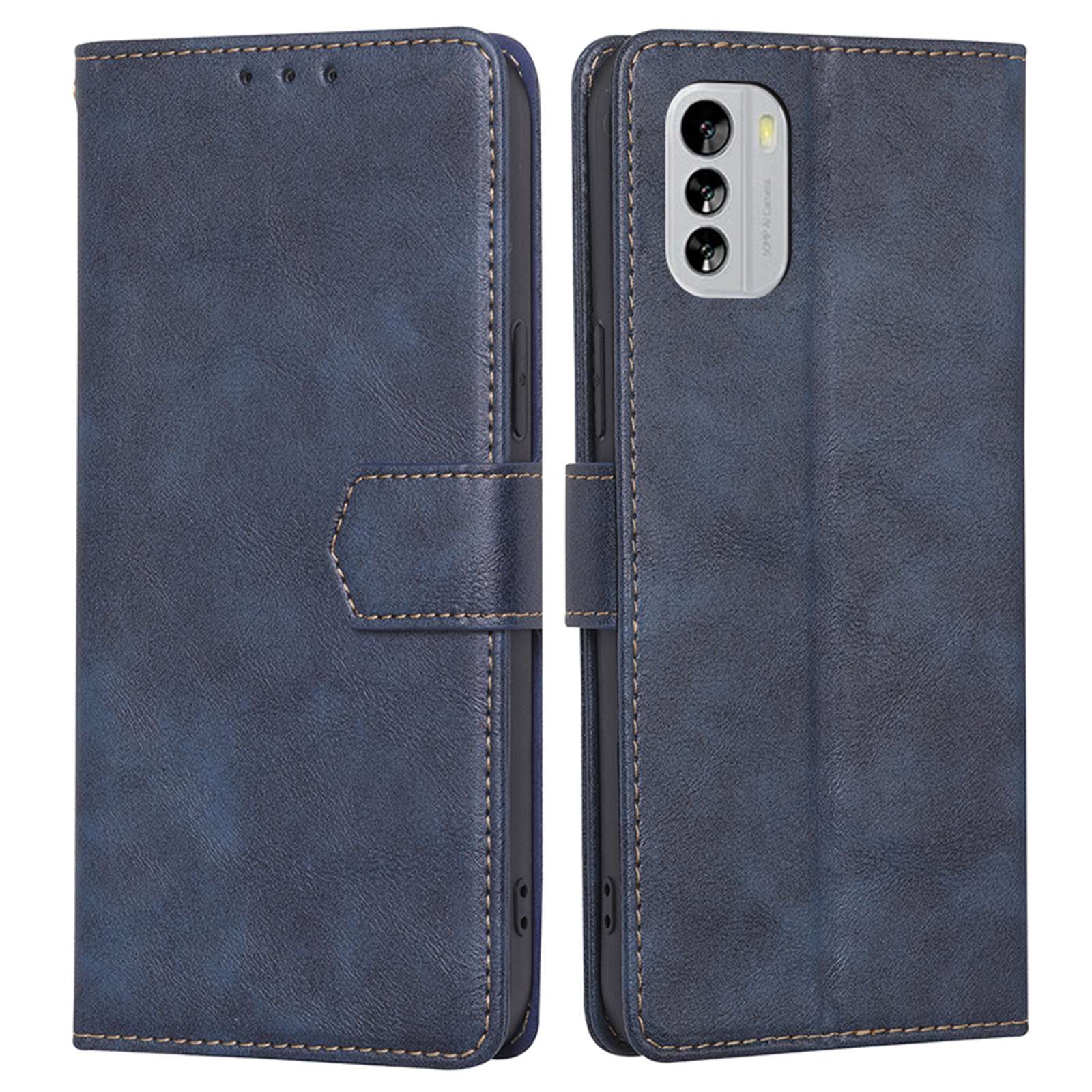 

Für Nokia G60 5G Kuhlattentextur PU Leder Telefon Stand Wallet Hülle RFID Blockierende Magnetverschluss Vollschutz Abdeckung - Blau, Nokia G60 5G