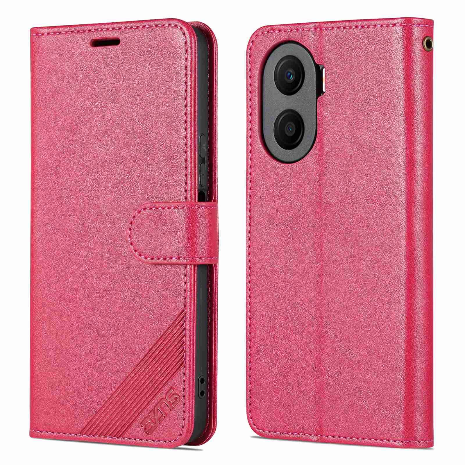 

AZNS Strukturierte PU Leder -telefonhülle Für Ehrenspiel 40 Plus 5G, Stand Wallet Full Protection Magnetic Claspe Deckung - Rot, Honor Play 40 Plus 5G