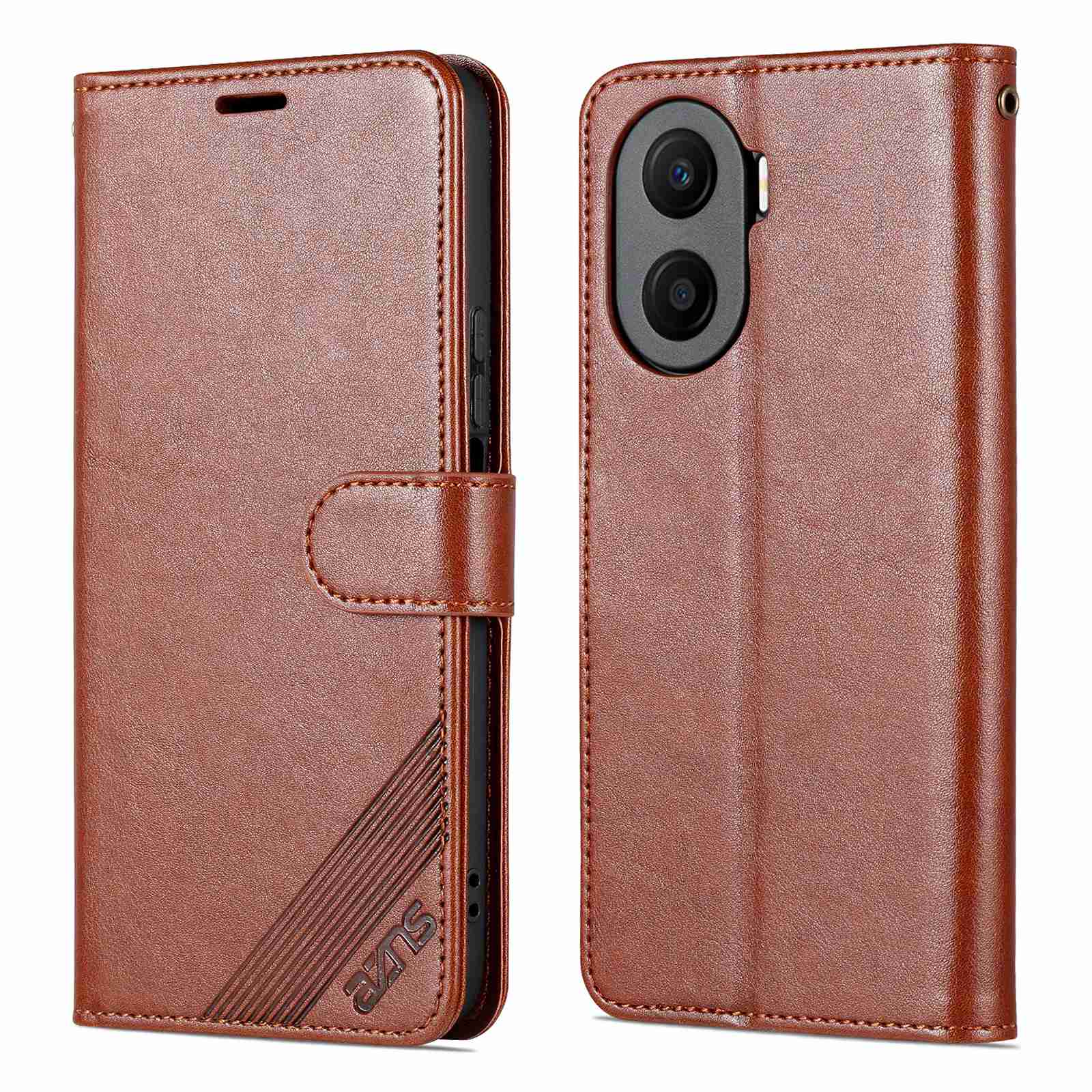 

AZNS Strukturierte PU Leder -telefonhülle Für Ehrenspiel 40 Plus 5G, Stand Wallet Full Protection Magnetic Claspe Deckung - Braun, Honor Play 40 Plus 5G