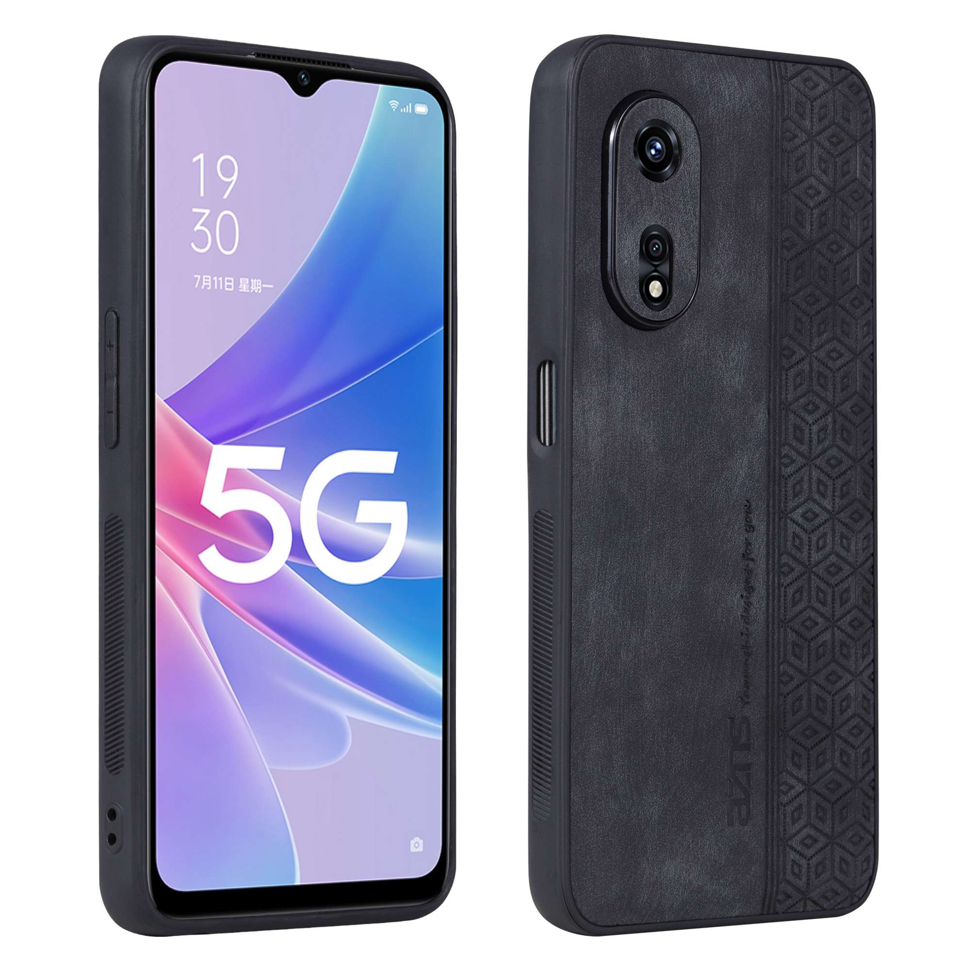 

AZNS Anti-scratch-handy-hülle Für Oppo A97 5G, Gedrucktes Muster Pu-lederbeschichteter Tpu-schutzschutz - Schwarz, Oppo A97 5G